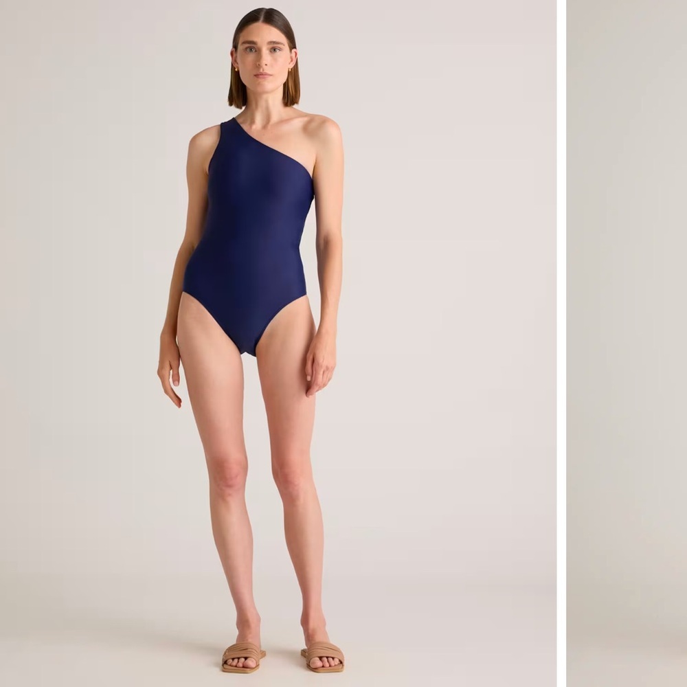 Quince Italian One Shoulder One-Piece Swimsuit Sz M NEW